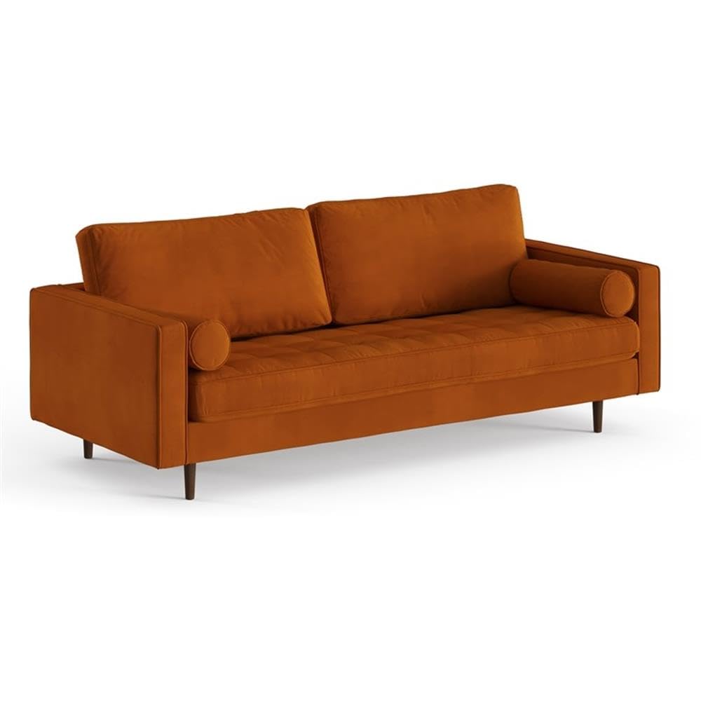 Velvet Sofa with Bolster Pillows N746
