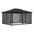 Steel Frame Gazebo with Nets 9.8x13.1x8.7 Feet Anthracite E356881