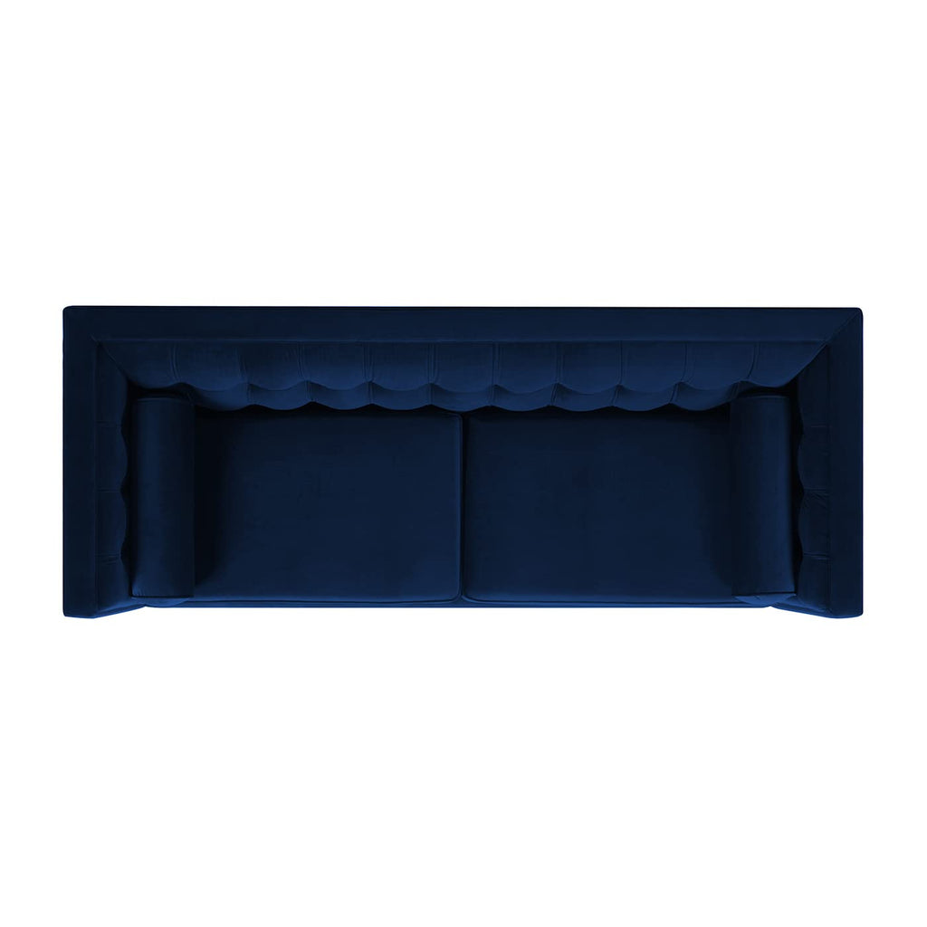 84" Navy Blue Velvet Tufted Sofa K720086