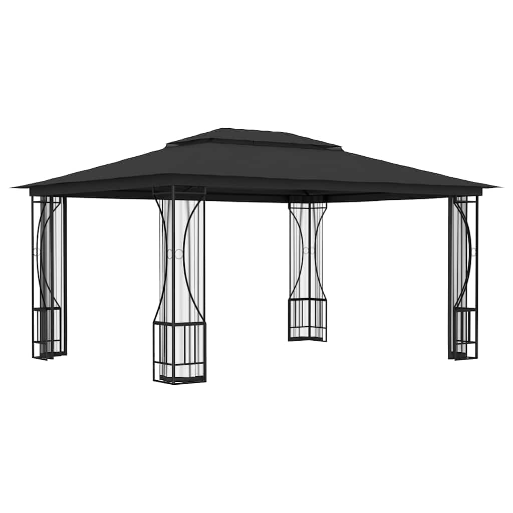 Steel Frame Gazebo with Nets 9.8x13.1x8.7 Feet Anthracite E356881