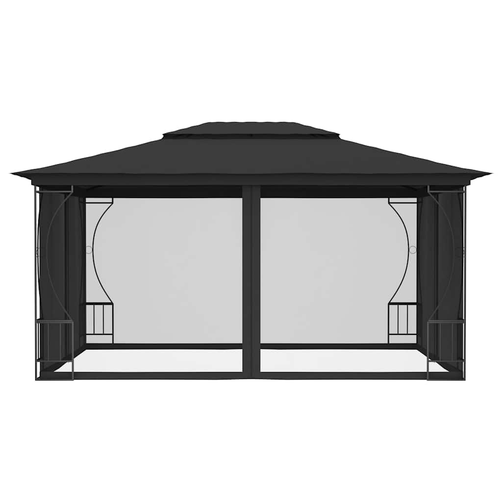Steel Frame Gazebo with Nets 9.8x13.1x8.7 Feet Anthracite E356881