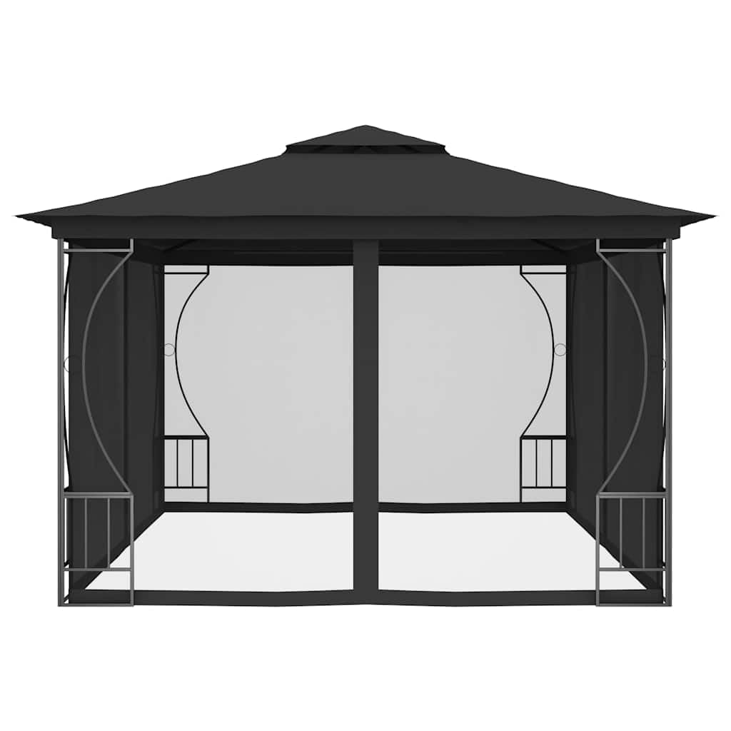 Steel Frame Gazebo with Nets 9.8x13.1x8.7 Feet Anthracite E356881
