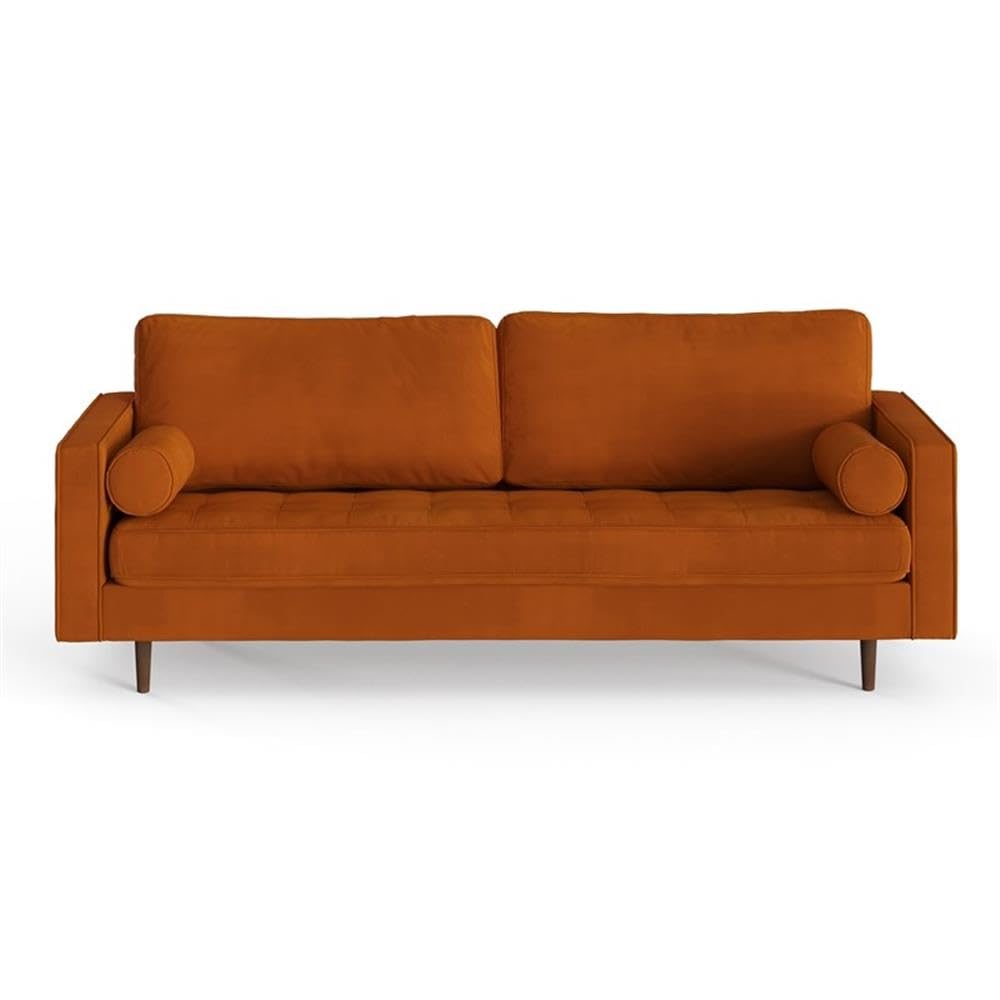 Velvet Sofa with Bolster Pillows N746