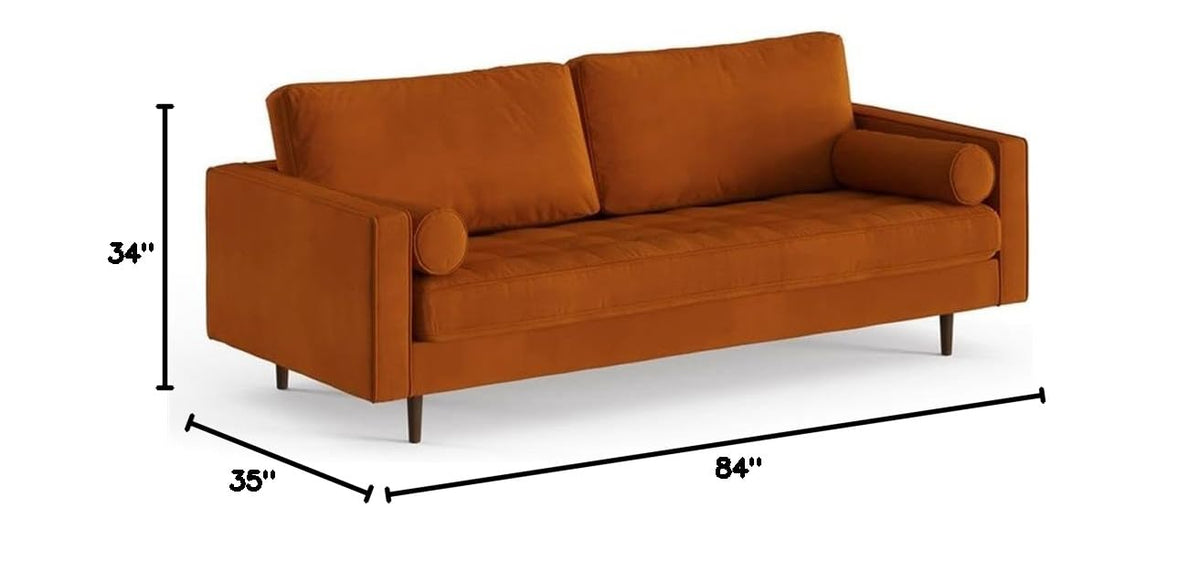 Velvet Sofa with Bolster Pillows N746