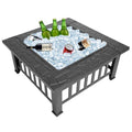 32 Inch Wood Burning Metal Fire Pit with Spark Screen and Poker J8483