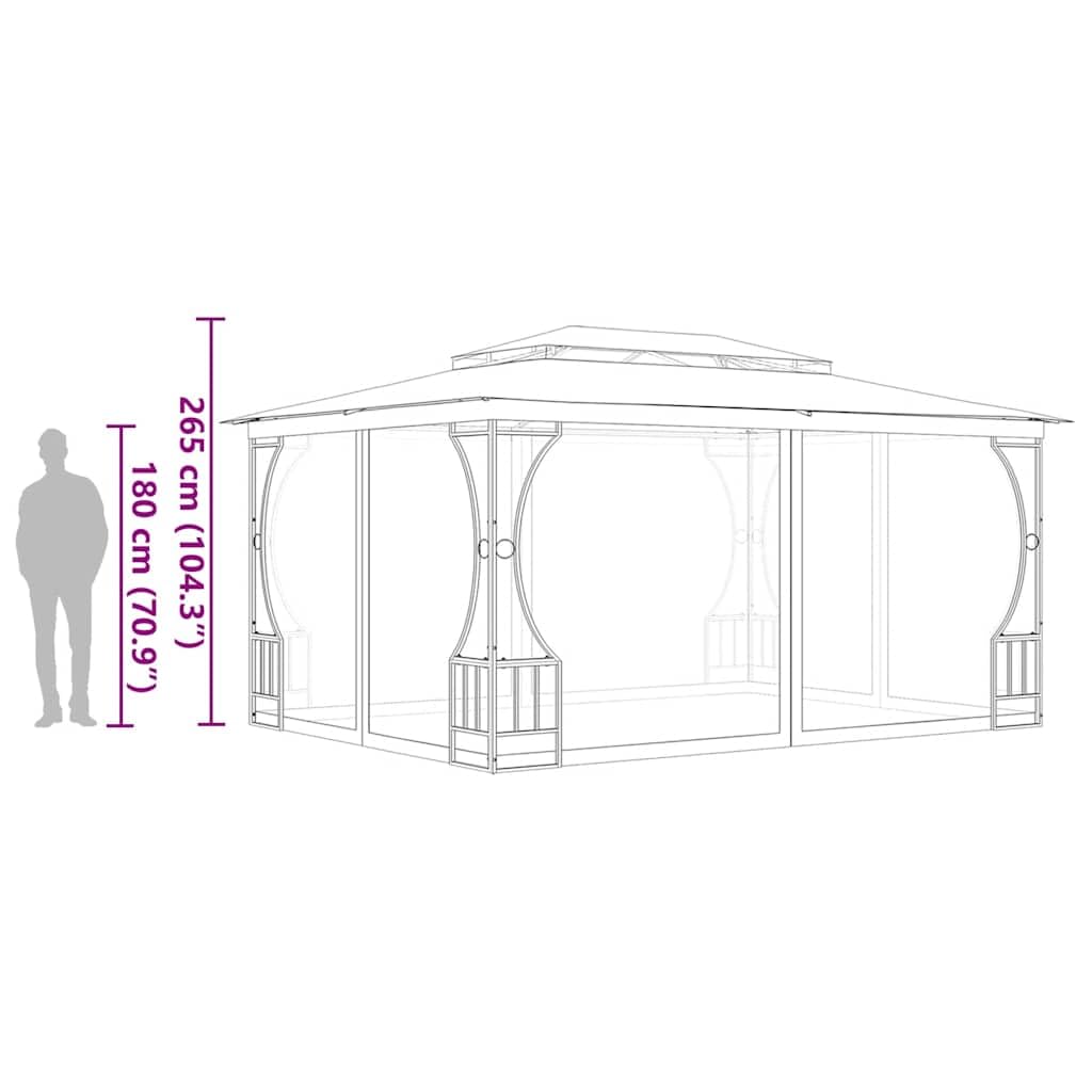 Steel Frame Gazebo with Nets 9.8x13.1x8.7 Feet Anthracite E356881