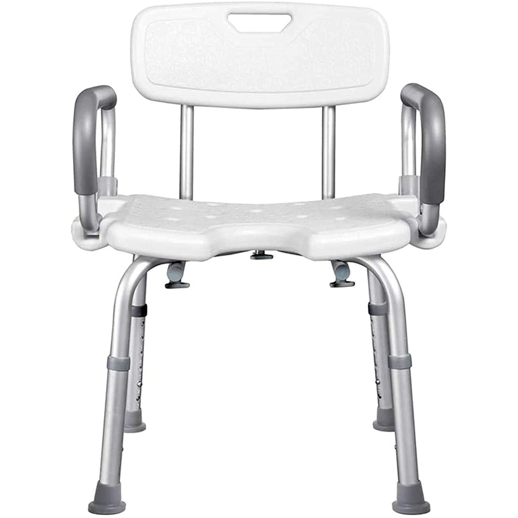 Adjustable Height Padded Transfer Bench with Arms and Back D293959