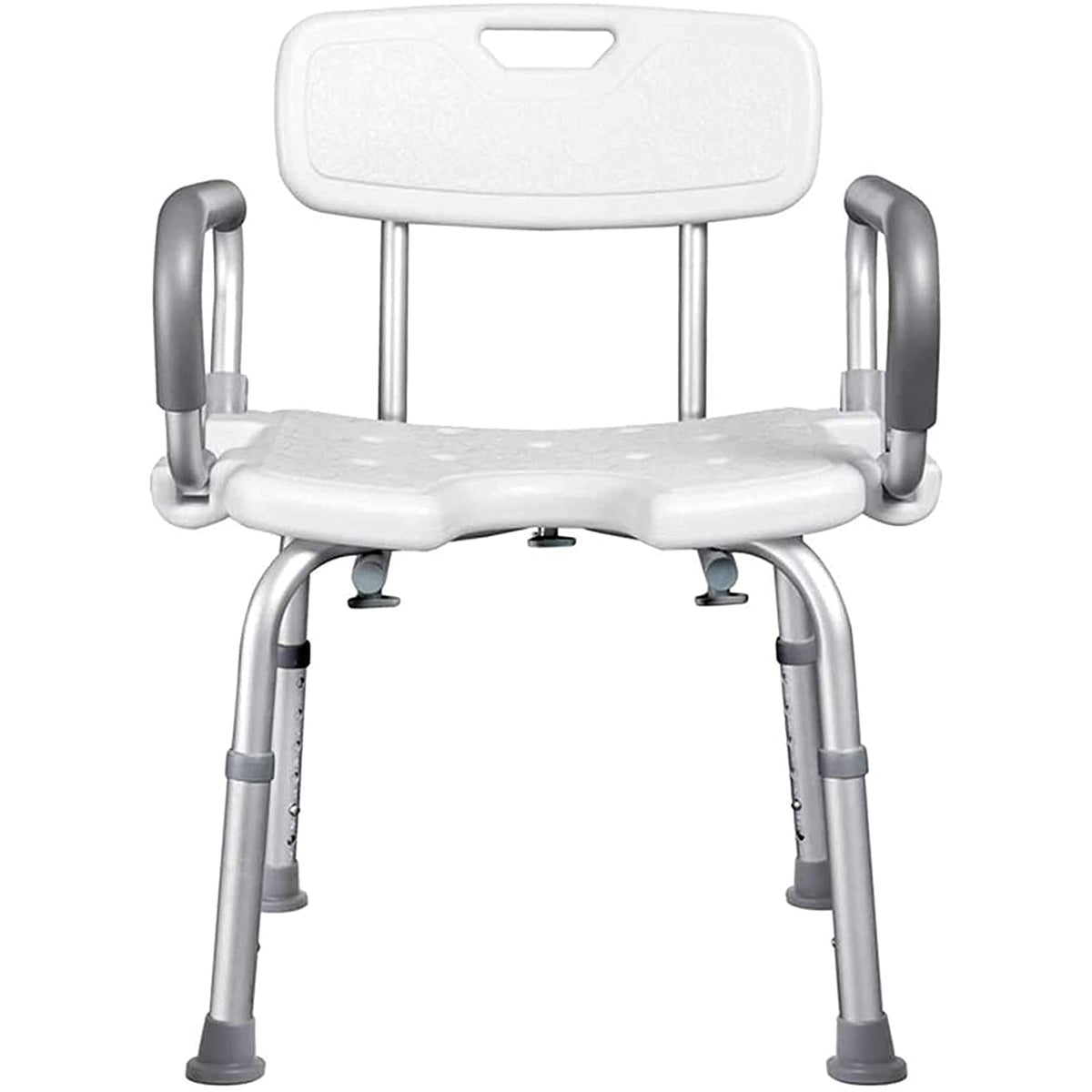 Adjustable Height Padded Transfer Bench with Arms and Back D293959