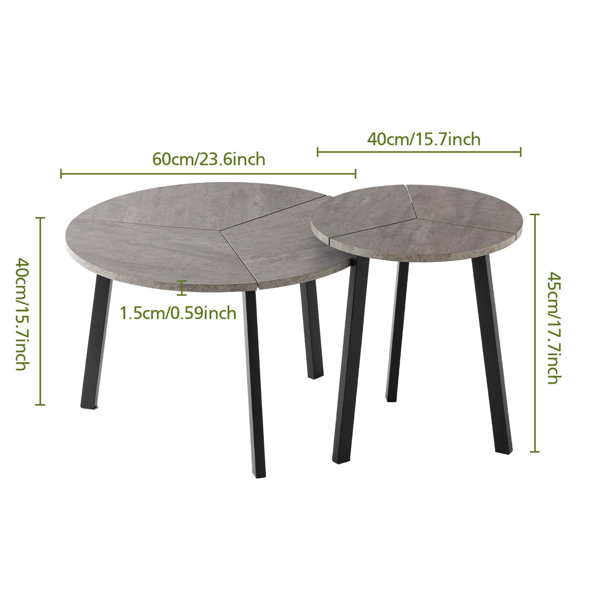 Small Round Nesting Coffee Table Set of 2 N1018