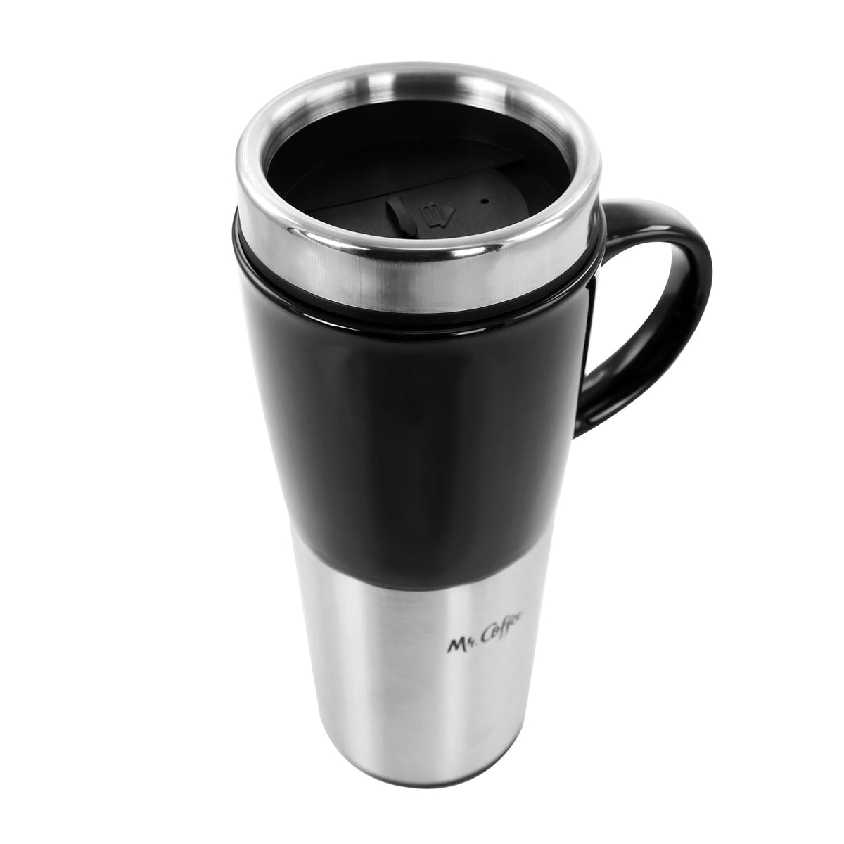 Stainless Steel Stoneware Travel Mug, 16 Oz, Black K38510