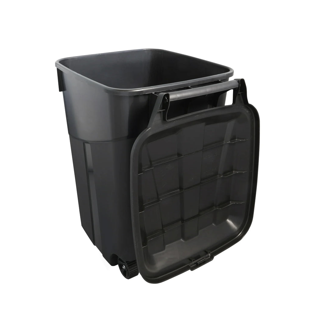 Black 45 Gallon Wheeled Plastic Garbage Can with Lid G94568
