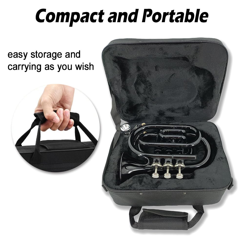 Bb Flat Pocket Trumpet with 7C Mouthpiece and Hard Case Y88817