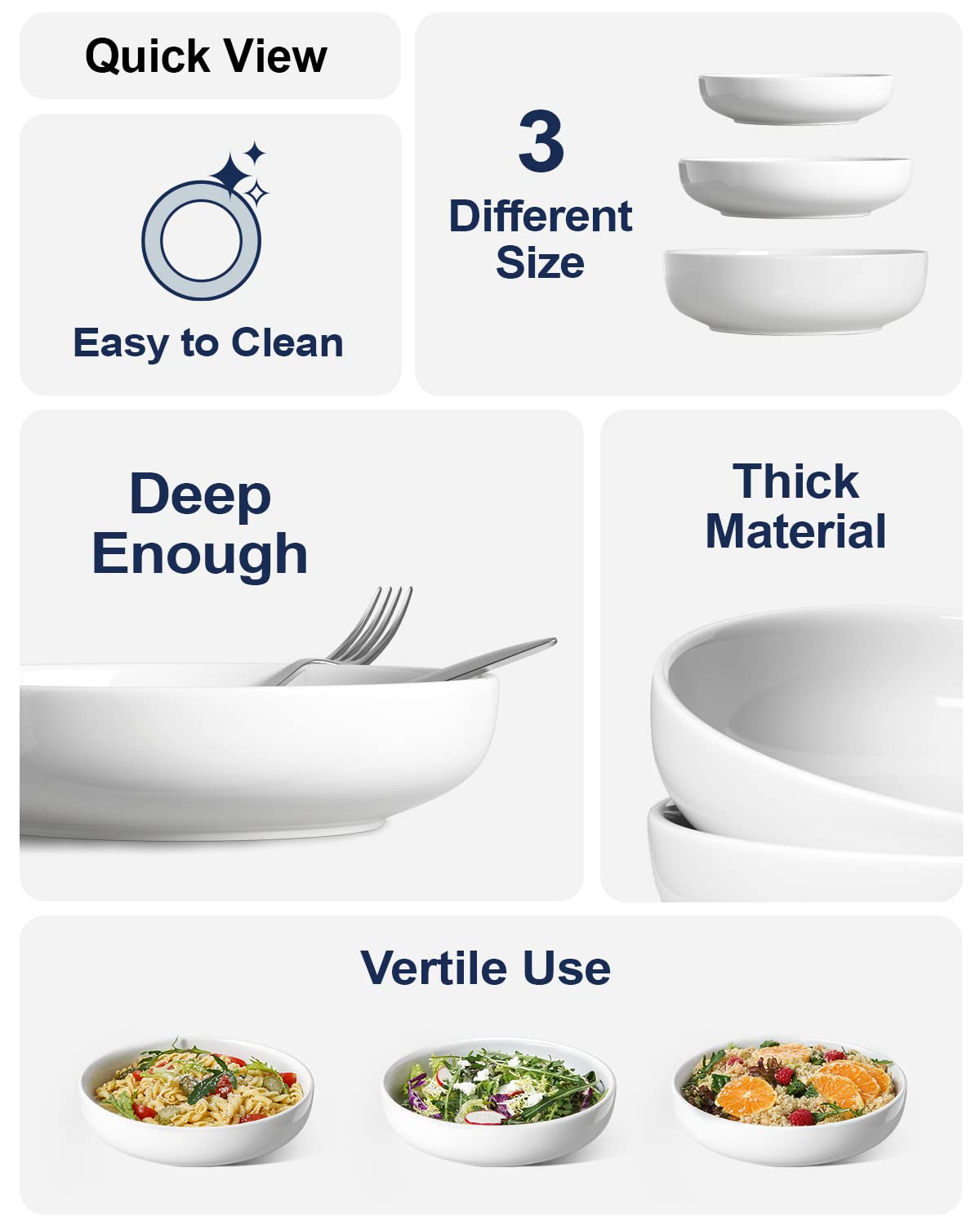 45 oz White Pasta Bowls Set of 4 V194
