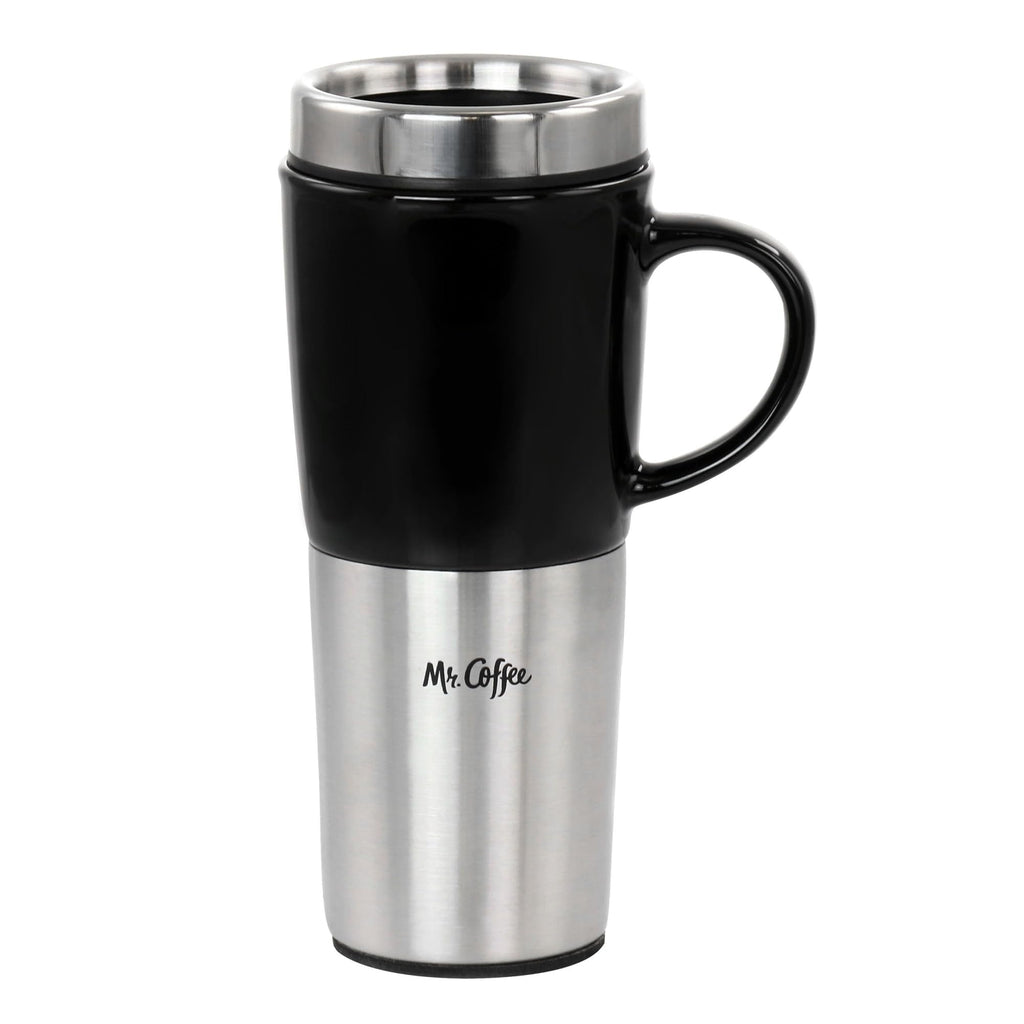 Stainless Steel Stoneware Travel Mug, 16 Oz, Black K38510