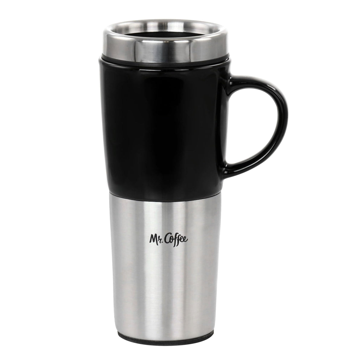 Stainless Steel Stoneware Travel Mug, 16 Oz, Black K38510