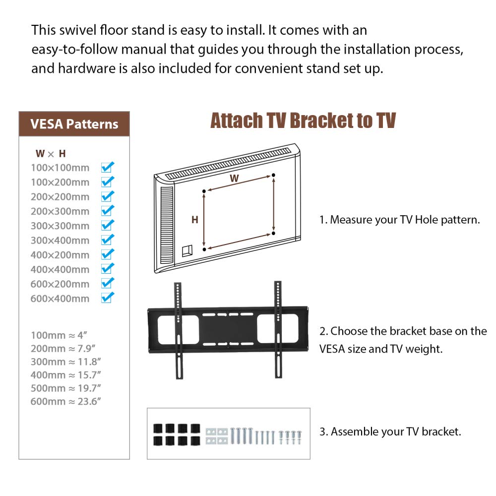 32-65" Swivel TV Stand with 3-Tier Storage and Height Adjustable E784528