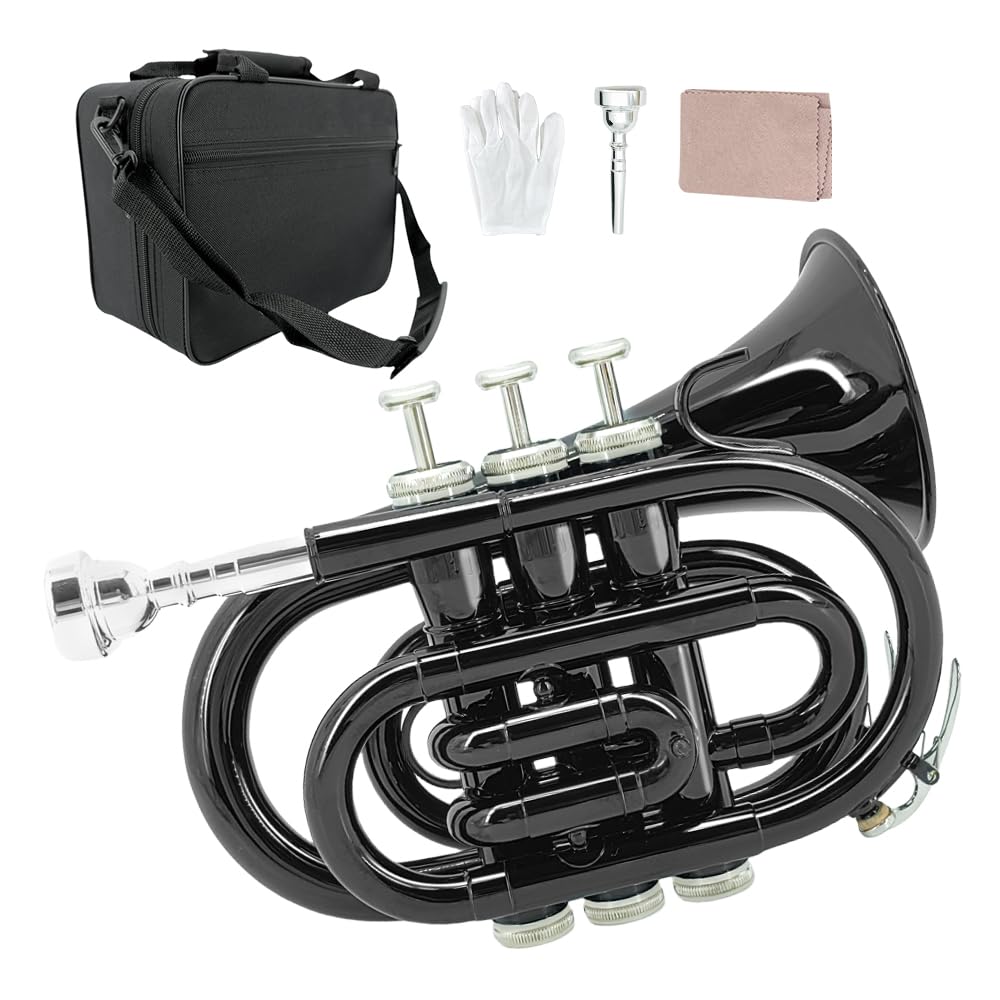 Bb Flat Pocket Trumpet with 7C Mouthpiece and Hard Case Y88817