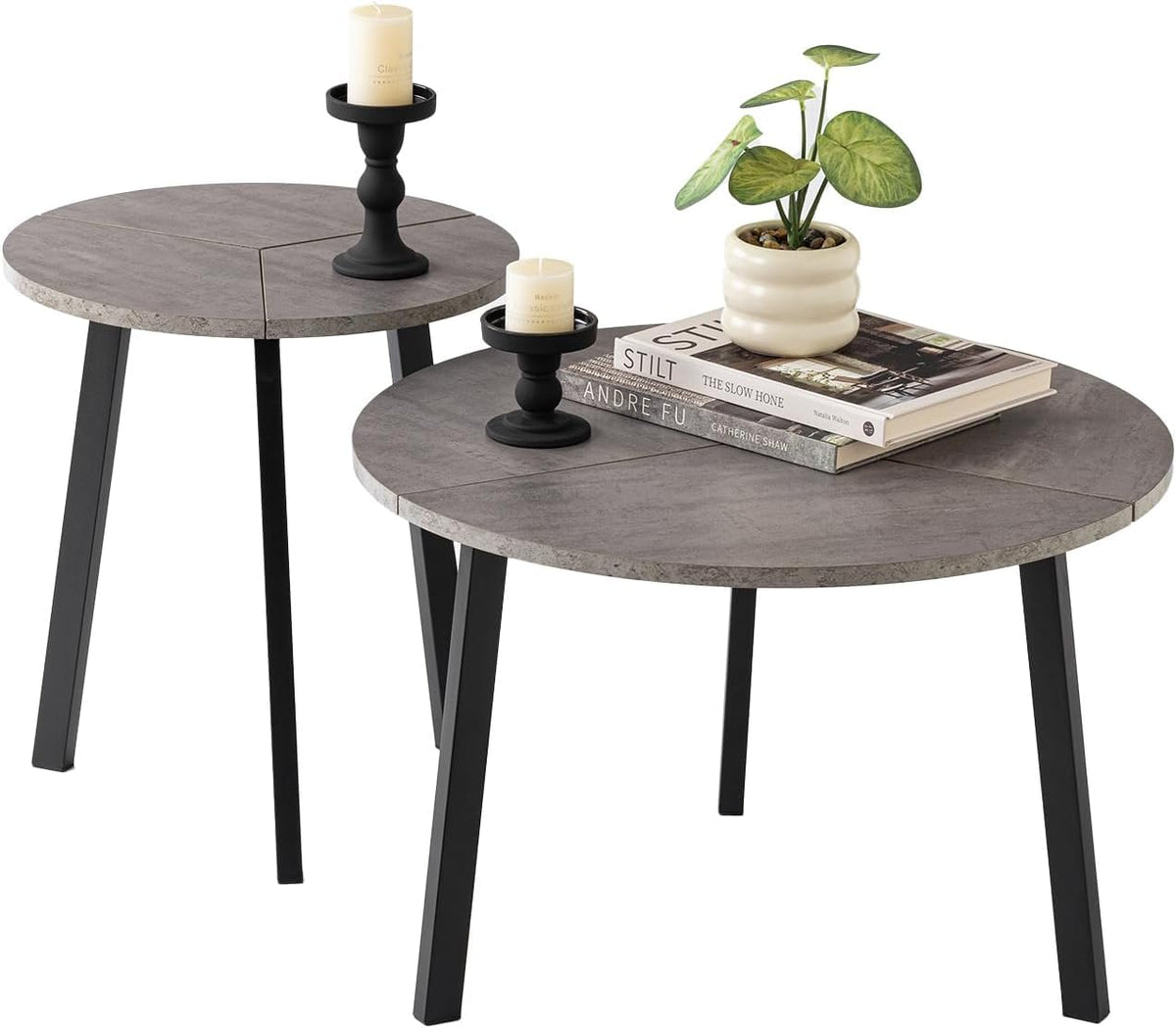 Small Round Nesting Coffee Table Set of 2 N1018