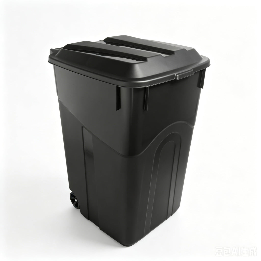 Black 45 Gallon Wheeled Plastic Garbage Can with Lid G94568