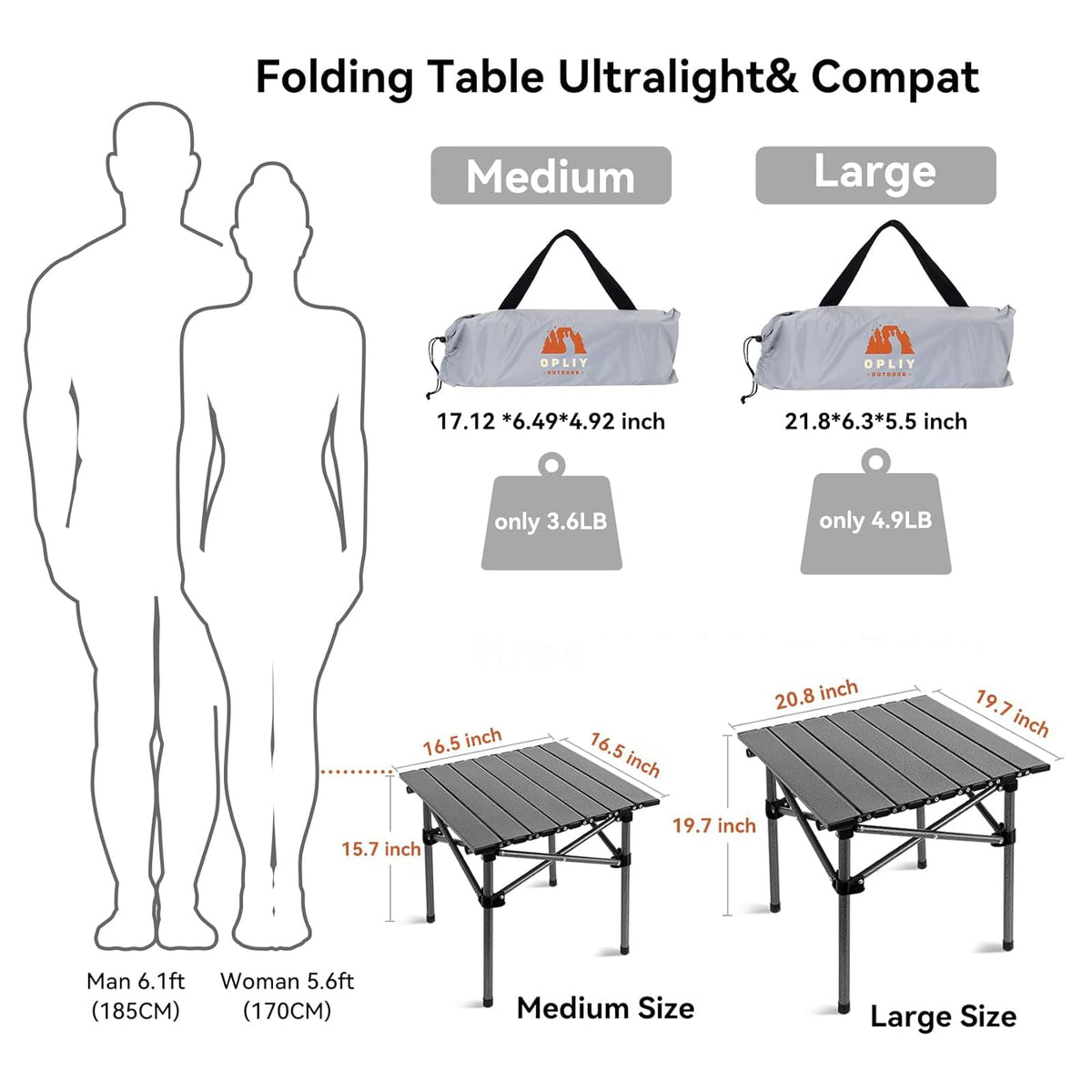 Portable Folding Aluminum Camping Table with Carry Bag Z711