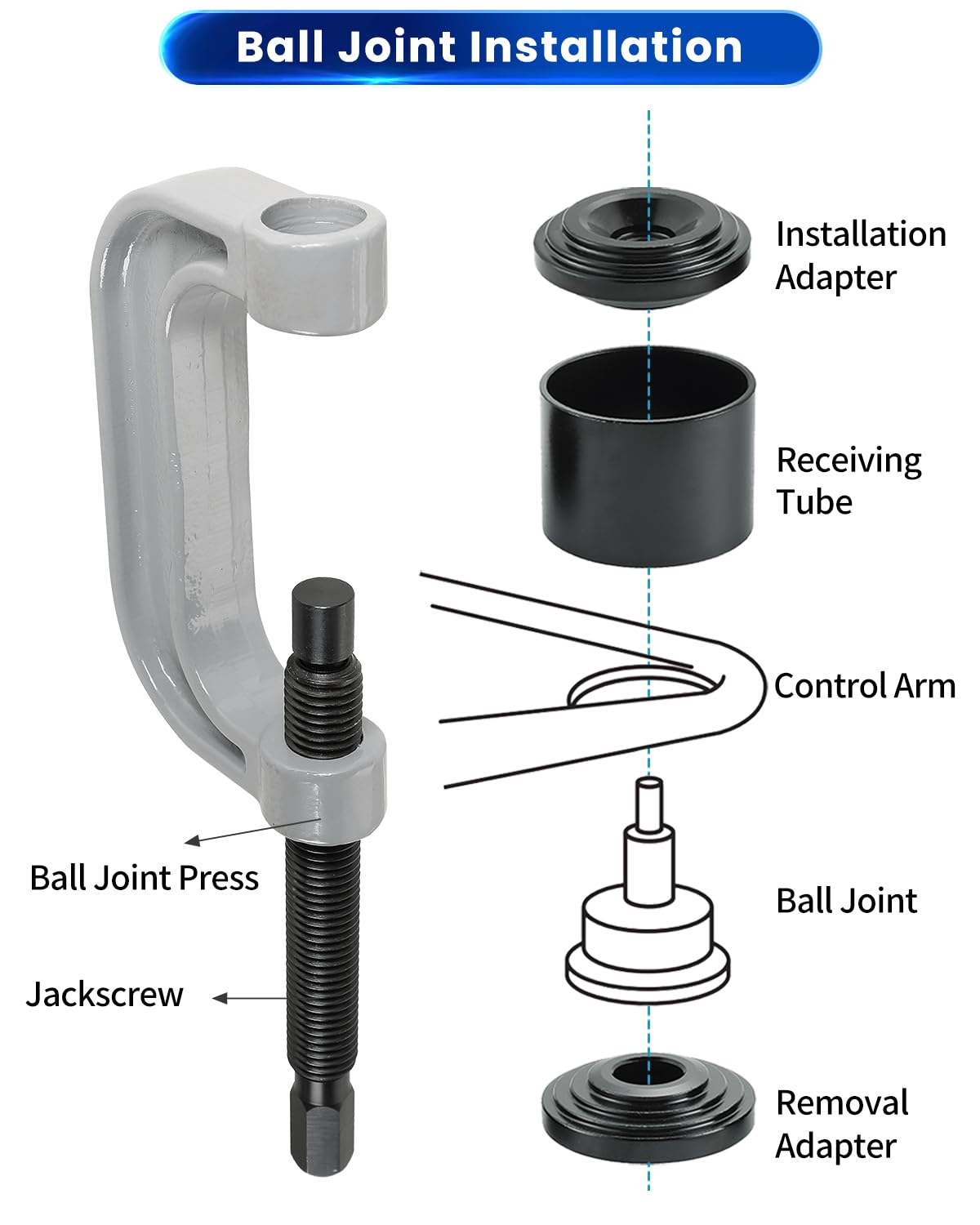 10pcs Ball Joint Press Kit U Joint Removal Tool with 4x4 Adapters Q830