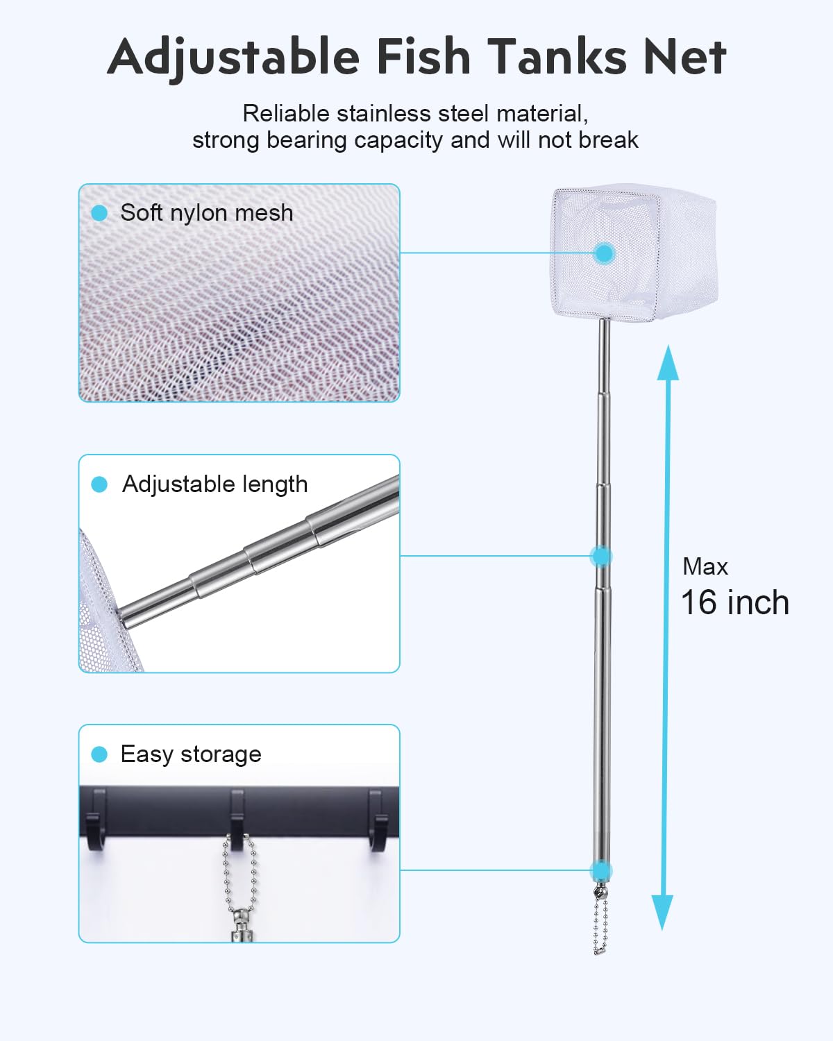 7-in-1 Fish Tank Cleaning Kit with Algae Scraper & Aquarium Brushes S70637