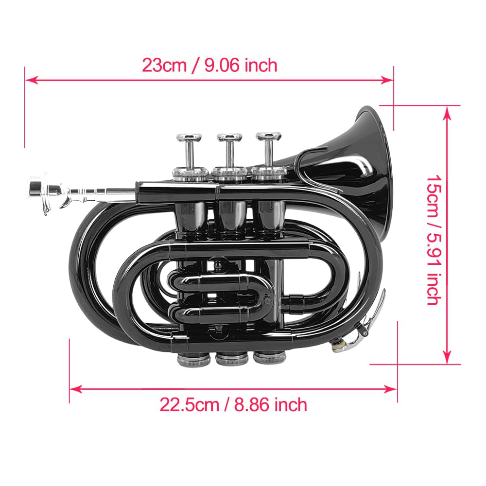 Bb Flat Pocket Trumpet with 7C Mouthpiece and Hard Case Y88817