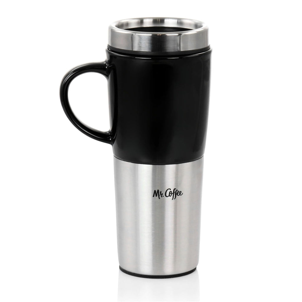 Stainless Steel Stoneware Travel Mug, 16 Oz, Black K38510