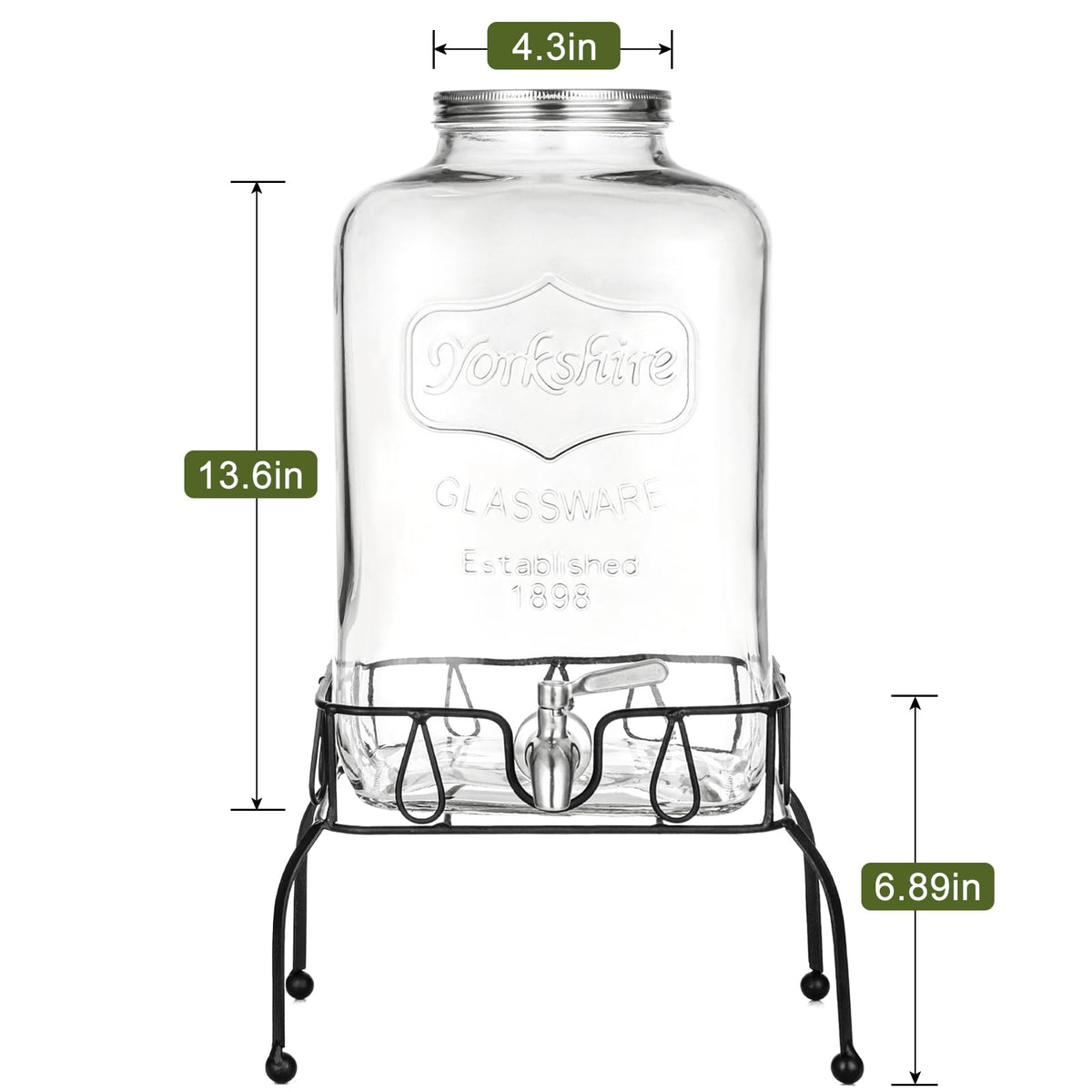 2 Gallon Glass Drink Dispenser with Stand Q9932