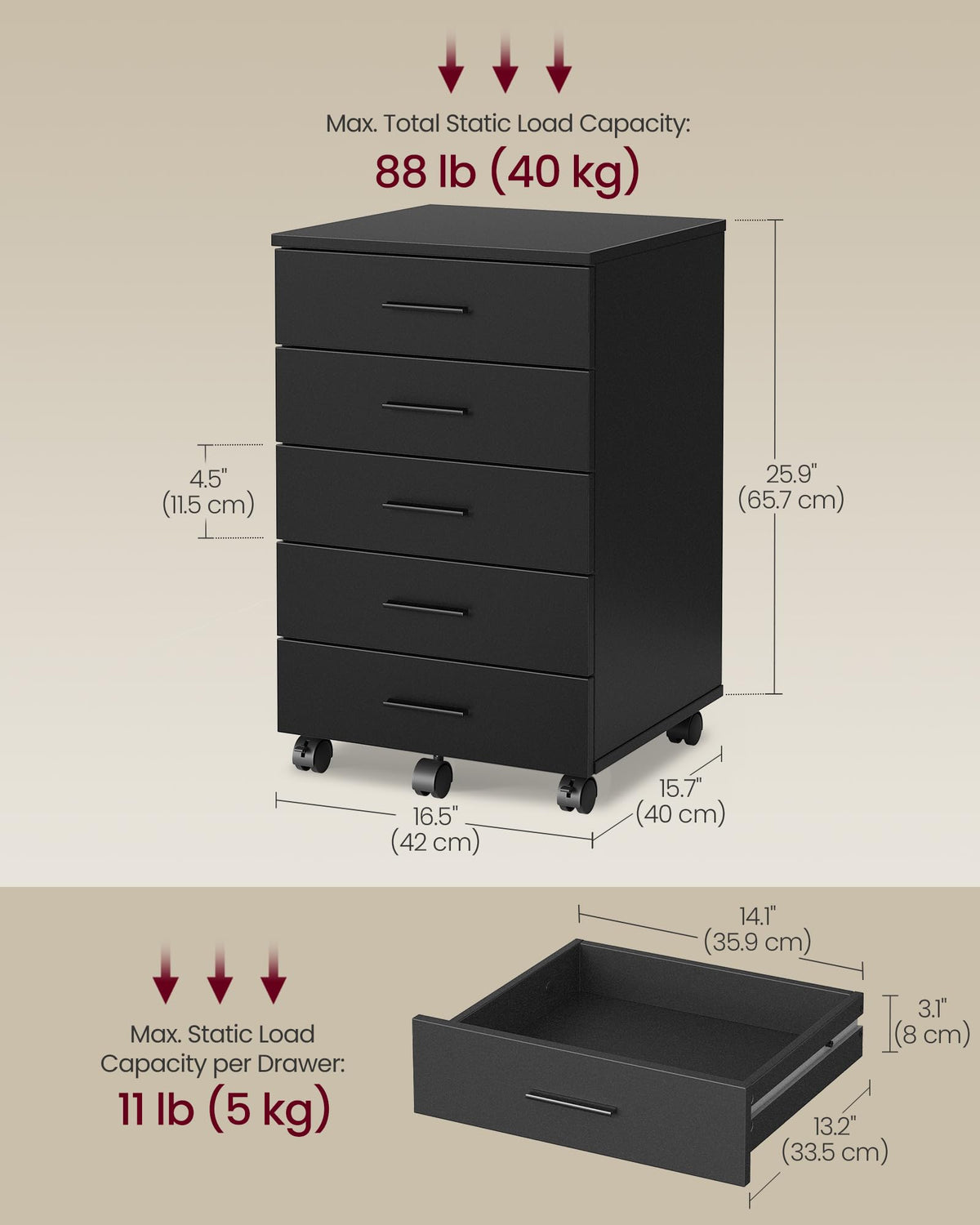 Mobile Pedestal Filing Cabinet with Wheels R622