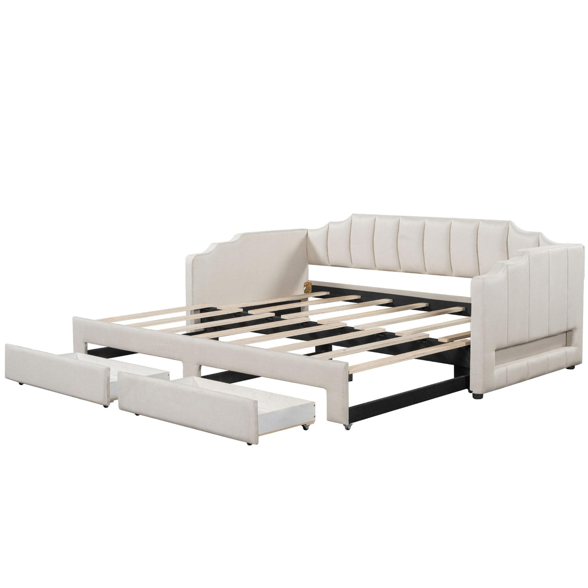 Twin XL Upholstered Daybed with Trundle and 2 Drawers W99583
