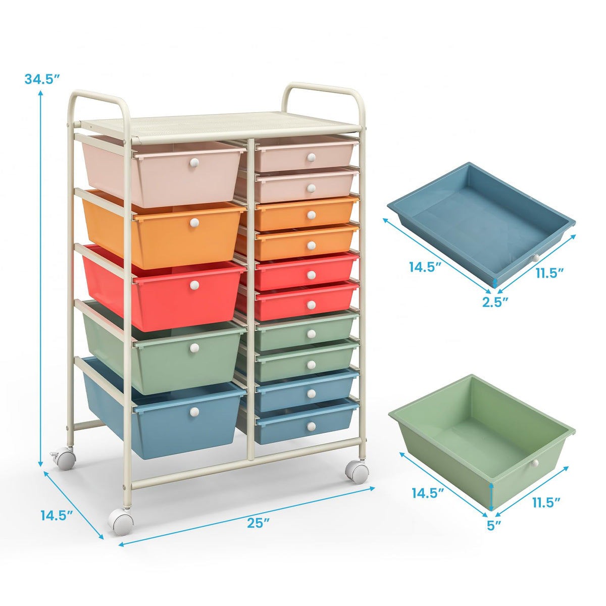 15 Drawer Rolling Storage Cart with Wheels L531