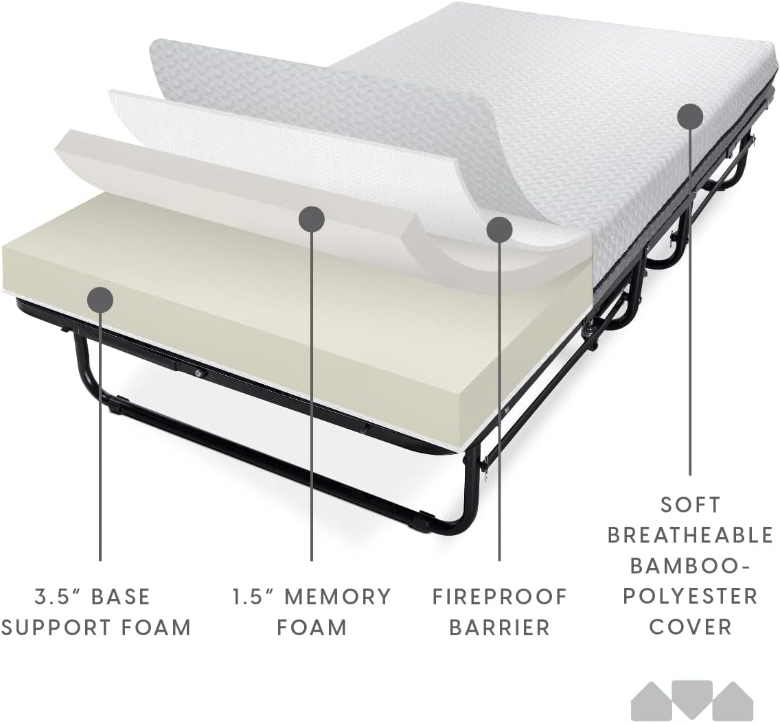 Twin Size Folding Bed with Memory Foam Mattress X913952