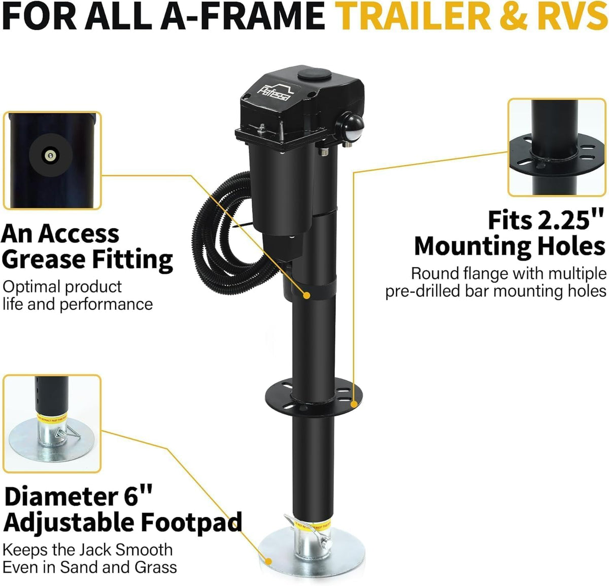 12V 3,500LB Electric RV Trailer A-Frame Tongue Jack A882