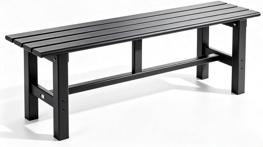 59 Inches Black 2-Person Aluminum Outdoor Bench W445677