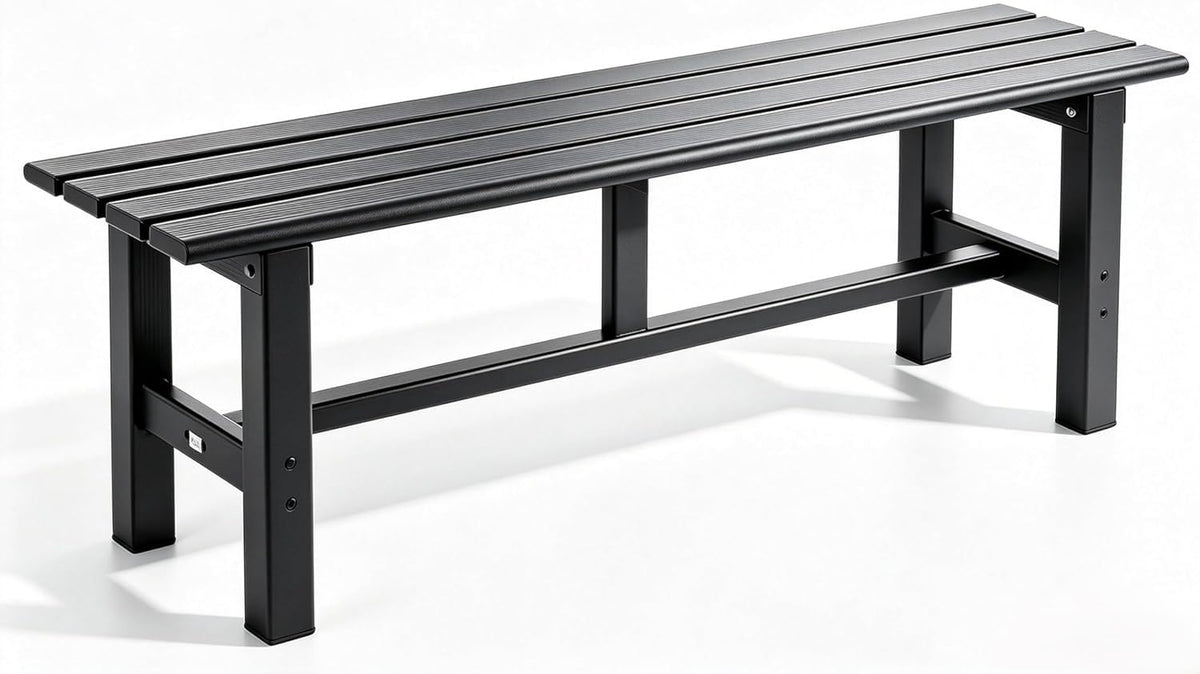 59 Inches Black 2-Person Aluminum Outdoor Bench W445677