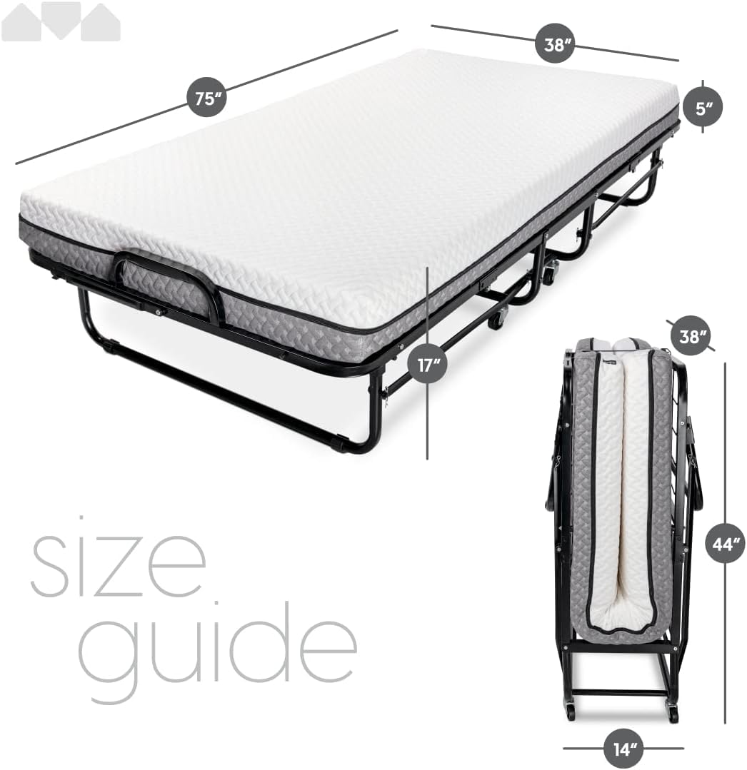 Twin Size Folding Bed with Memory Foam Mattress X913952