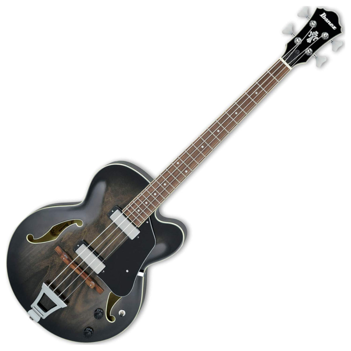 Transparent Black Sunburst Hollowbody Bass Q78242