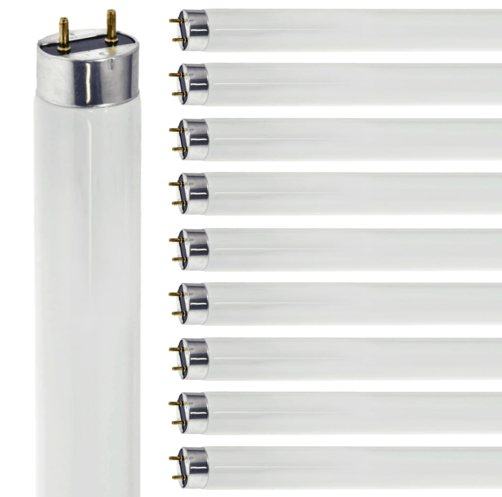 24 Inch T8 Fluorescent Tube Light Bulb 17W 5000K Bright White G13 Bi-Pin Base Pack of 10 H736229