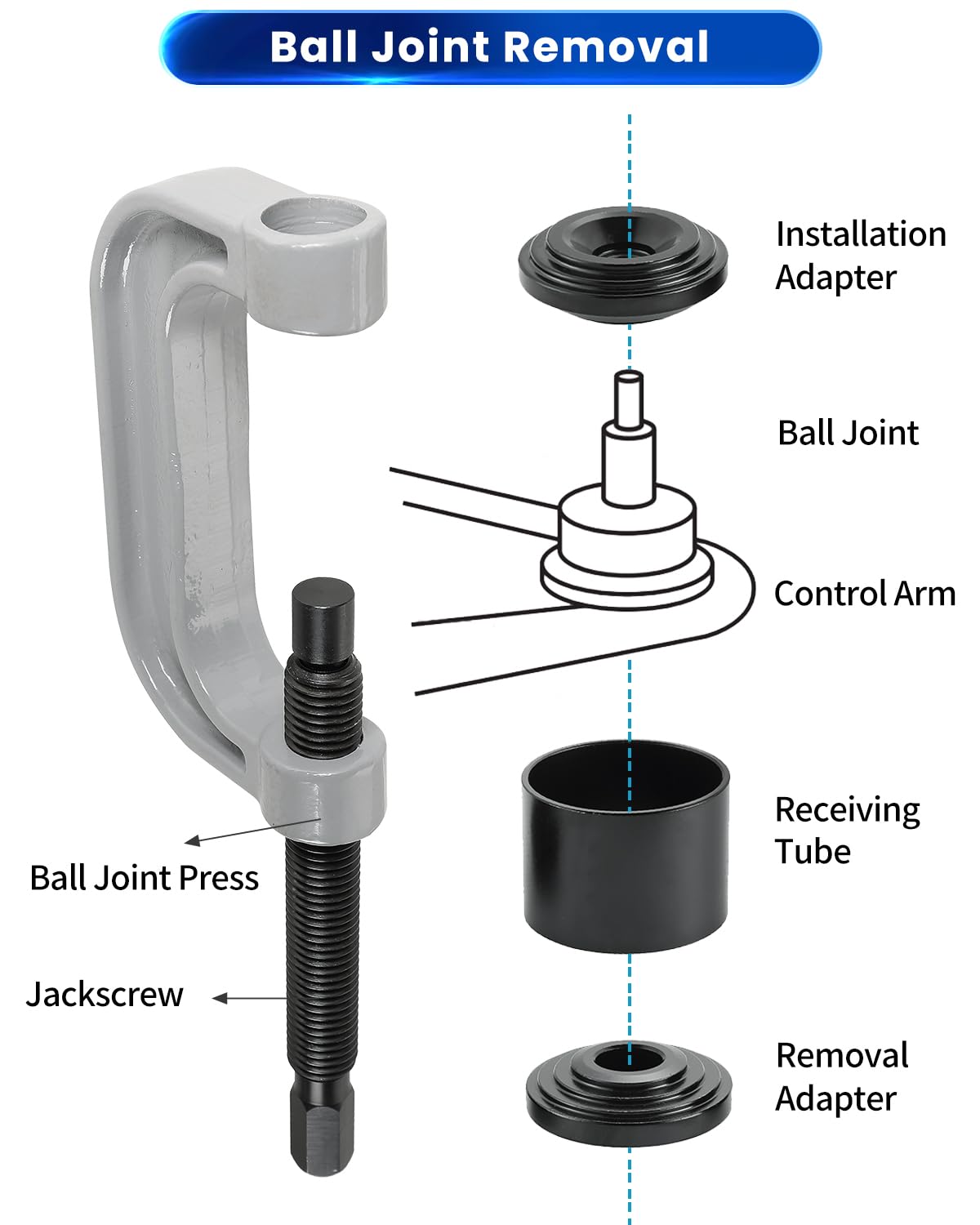 10pcs Ball Joint Press Kit U Joint Removal Tool with 4x4 Adapters Q830