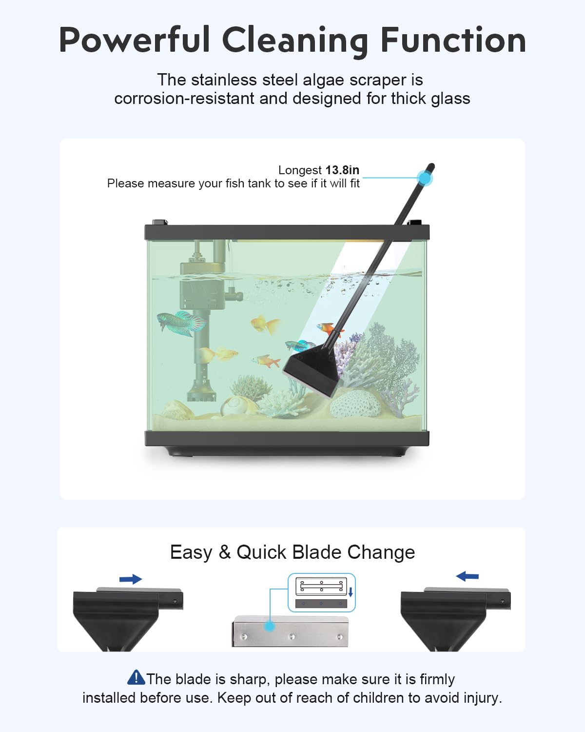 7-in-1 Fish Tank Cleaning Kit with Algae Scraper & Aquarium Brushes S70637