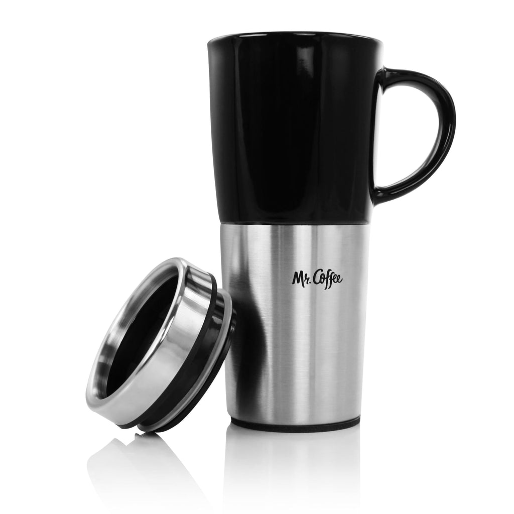Stainless Steel Stoneware Travel Mug, 16 Oz, Black K38510