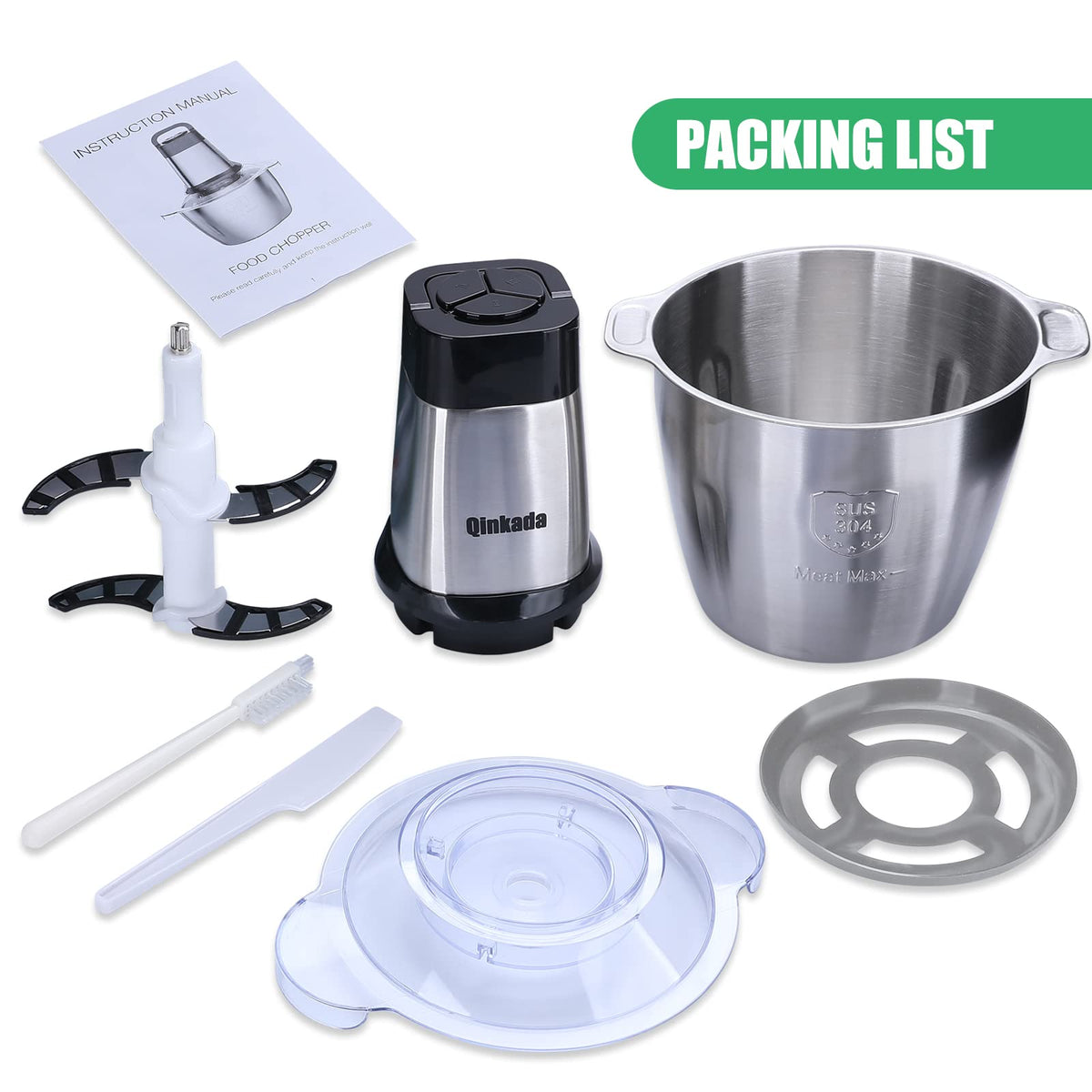 Food Processor 500W Meat Grinder 14Cup Stainless Steel Bowl A835619