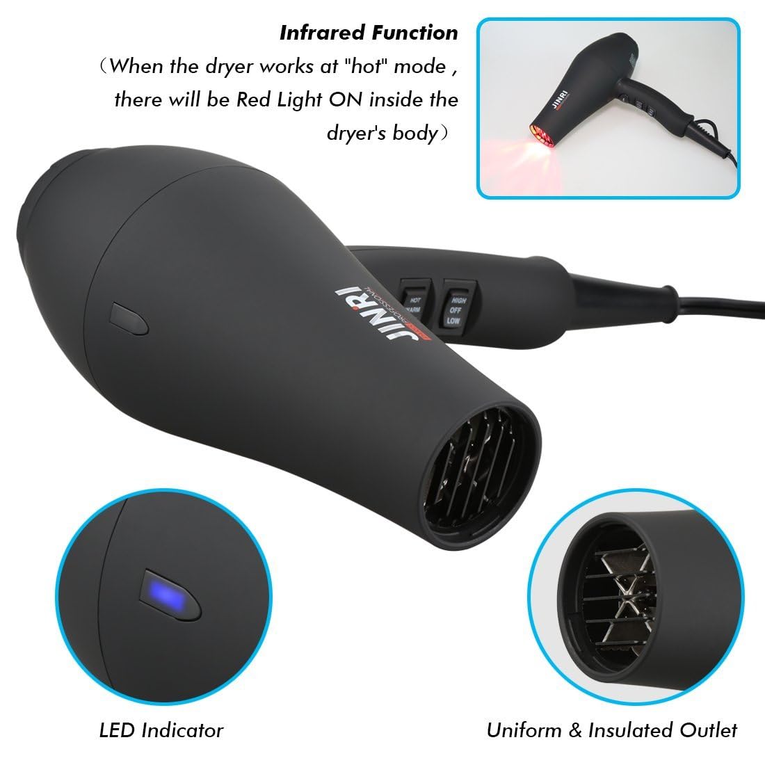 1875W Ionic Hair Dryer with Diffuser H2417