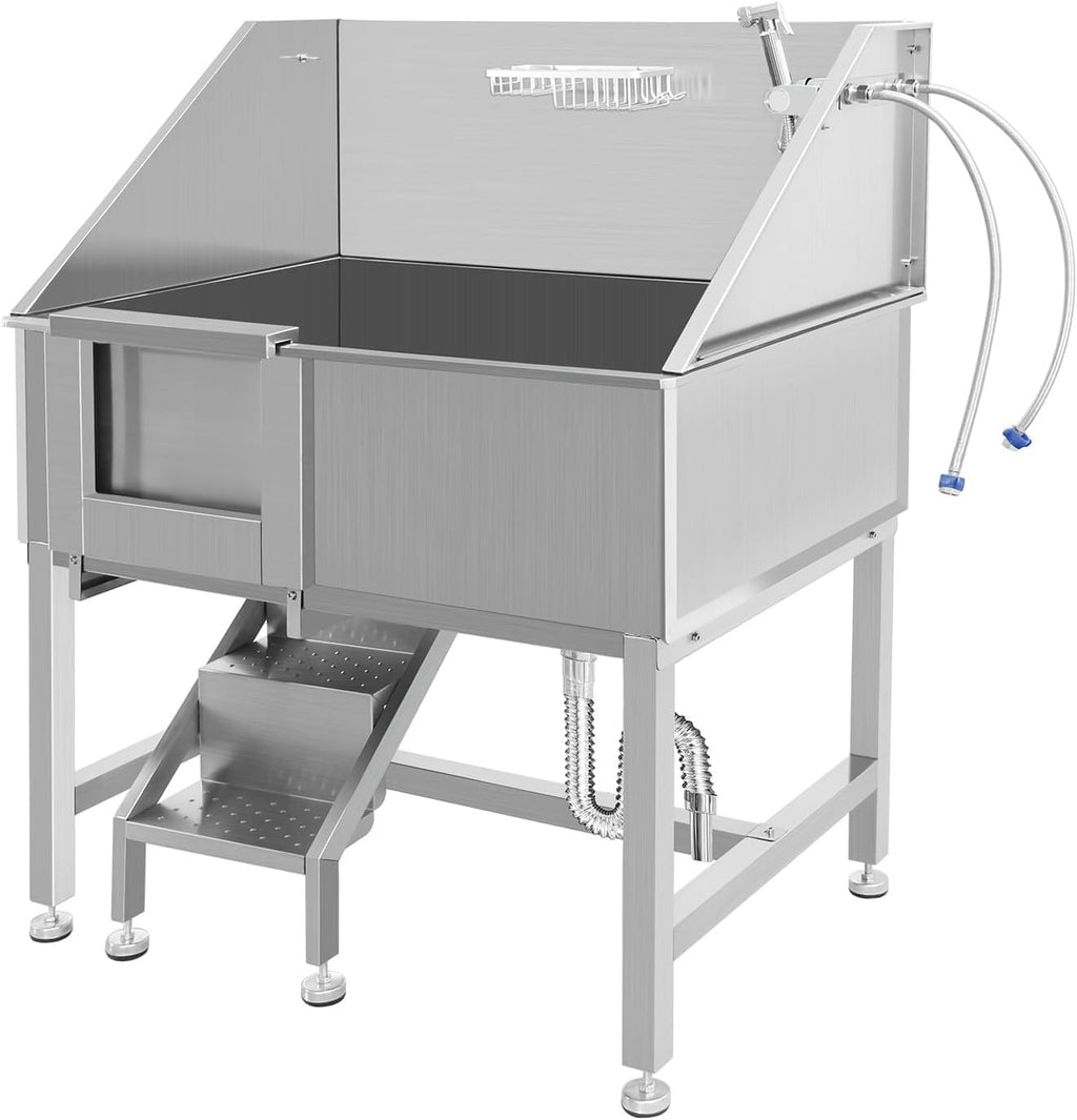 38" Stainless Steel Dog Grooming Tub with Stairs R779410