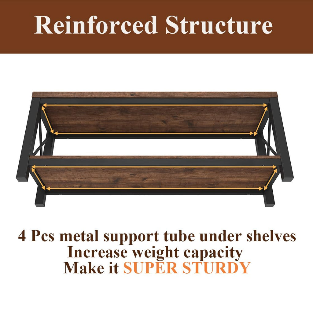 2 Tier Wood Metal Storage Bench D1601