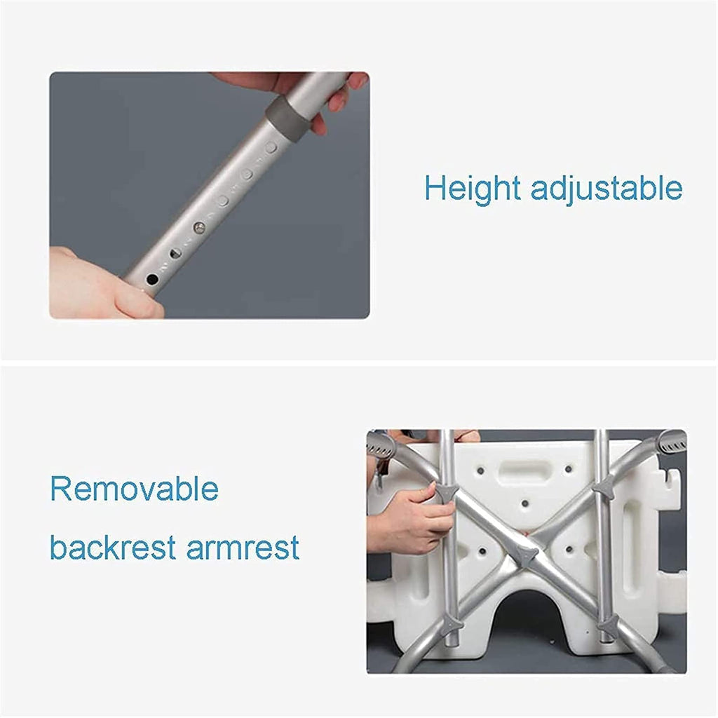 Adjustable Height Padded Transfer Bench with Arms and Back D293959