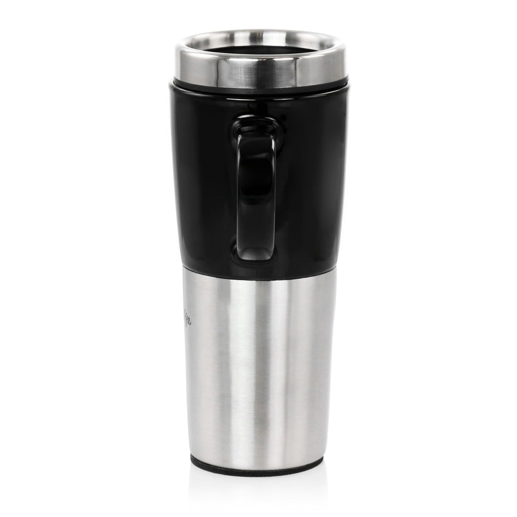 Stainless Steel Stoneware Travel Mug, 16 Oz, Black K38510