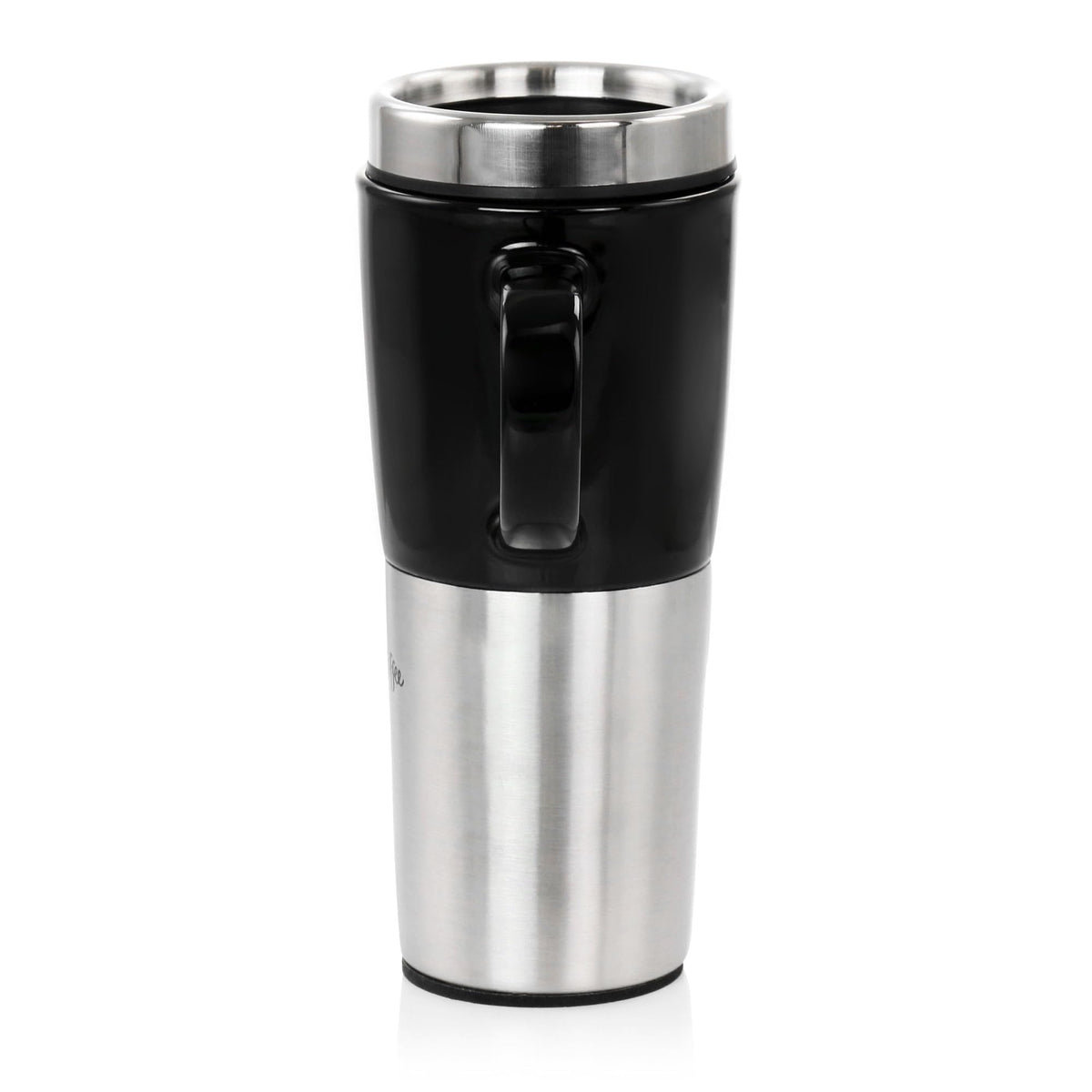 Stainless Steel Stoneware Travel Mug, 16 Oz, Black K38510
