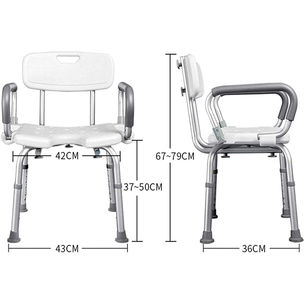 Adjustable Height Padded Transfer Bench with Arms and Back D293959